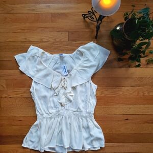 Old Navy Elegant Cream Ruffled Blouse